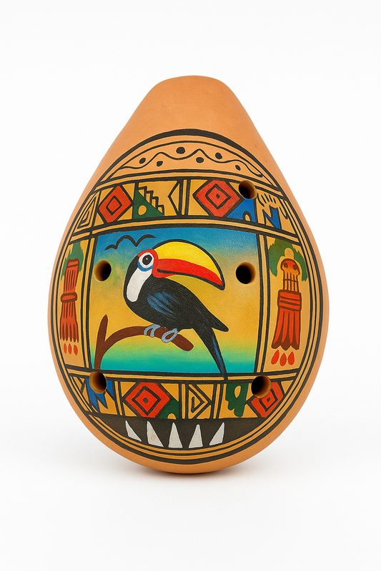 Ocarina Artesanal de Cerámica Pintada a Mano – Diseño de Tucán